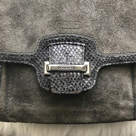 SOLD Coach Taylor Suede & Exotic Leather Front Flap Bag - Picture 4 of 8